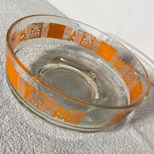 Vintage 50s/60s Jeanette Glass Company Orange Atomic Starburst Serving Bowl